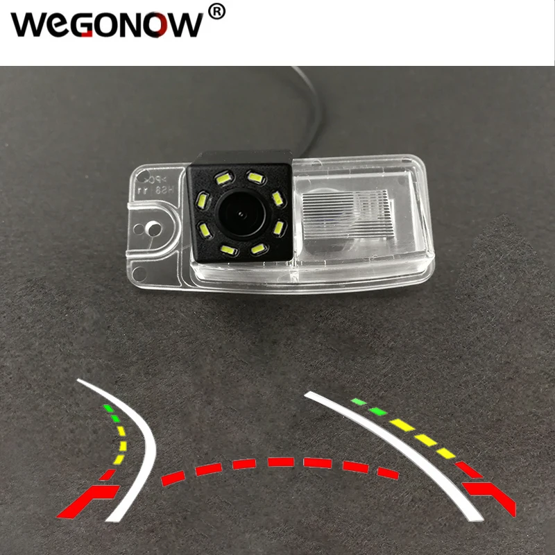 HD Wireless Car CCD Rear Camera Fisheye 8 12 led dynamic track Night Vision bracket Parking For Nissan X-Trail X Trail 2014 2015