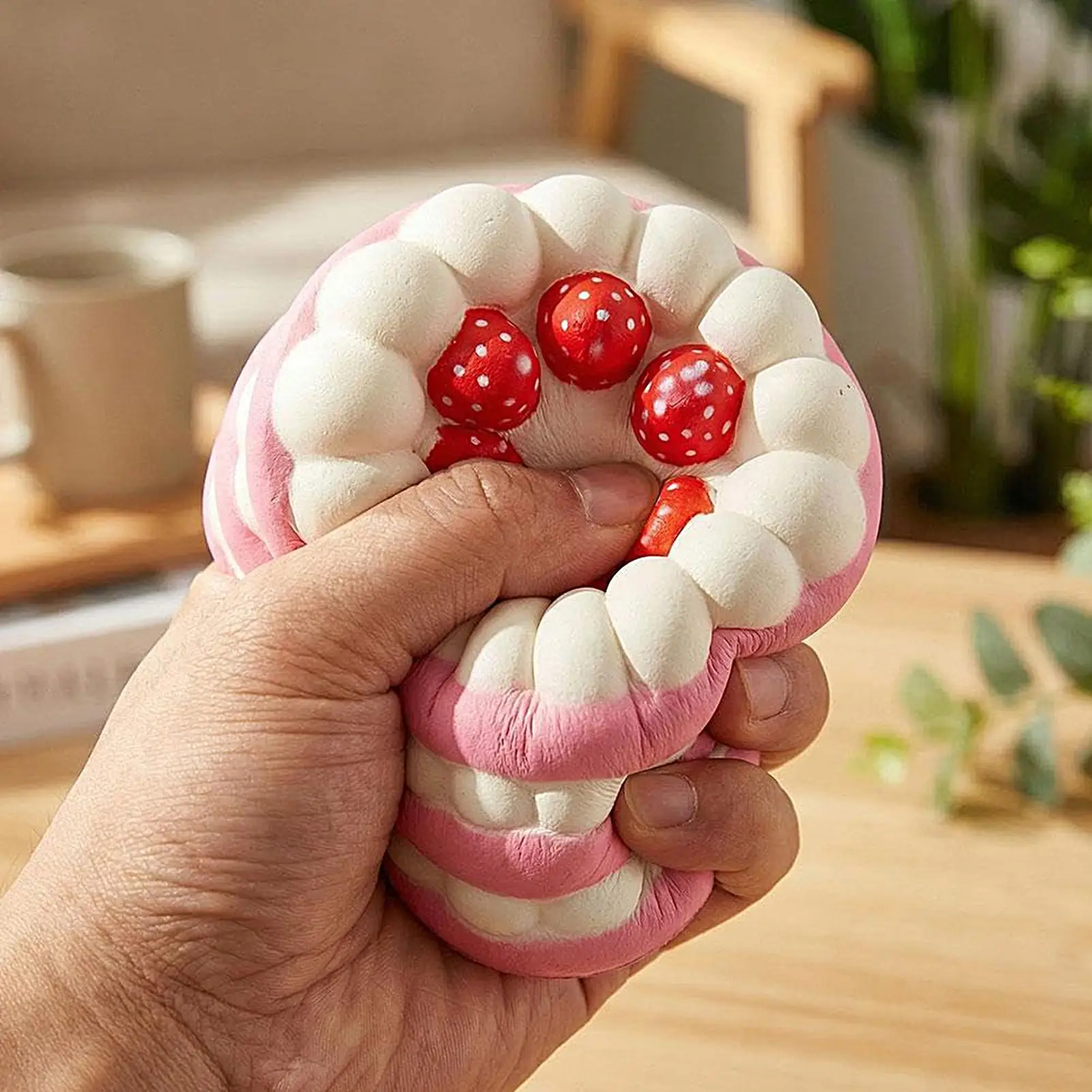 Slow-Rising Strawberry Cake Squish Y Toy, Sensory Fidget For Kids Stress Relief Squeeze Toy, Party Favors For Home School Office