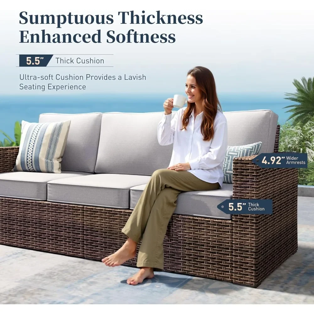 

Swivel Glider 6 Piece Outdoor Furniture Set with Swivel Chairs, Wicker Patio Furniture with 4.92 Wide Armrest, 26.3 Deep Seating