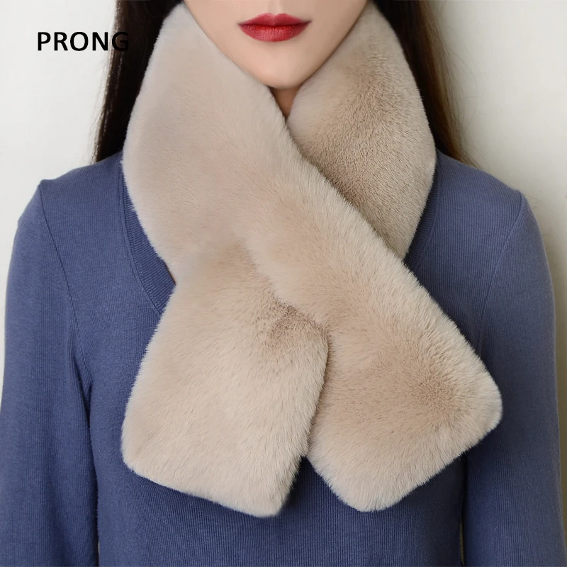 Fluffy Faux Fur Scarf Female Imitation Rabbit Fur Warm Scarf Neck Warmer Plush Collar Winter Outdoor Thick Warm Neckerchief