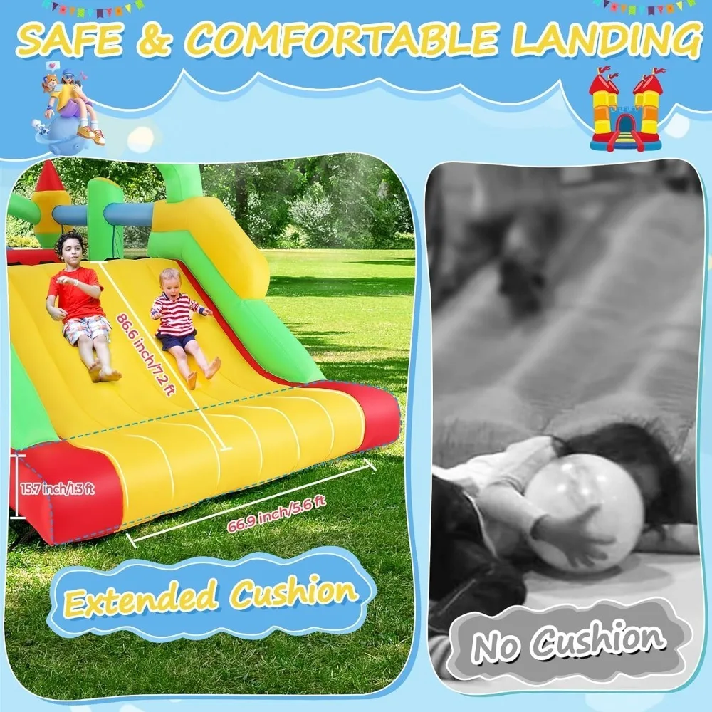 جودة عالية - منزل ترتد للأطفال الكبار 8-12، 18 × 8.2 قدم للأطفال 3-6 دورة عقبة قابلة للنفخ مع أنفاق مزدوجة، شريحة كبيرة، تسلق #3