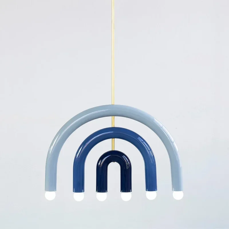 Nordic Creative U-shaped Rainbow Master Bedroom Pendant Lamp Modern Minimalist  Living Room Children's  Led Lighting Fixture