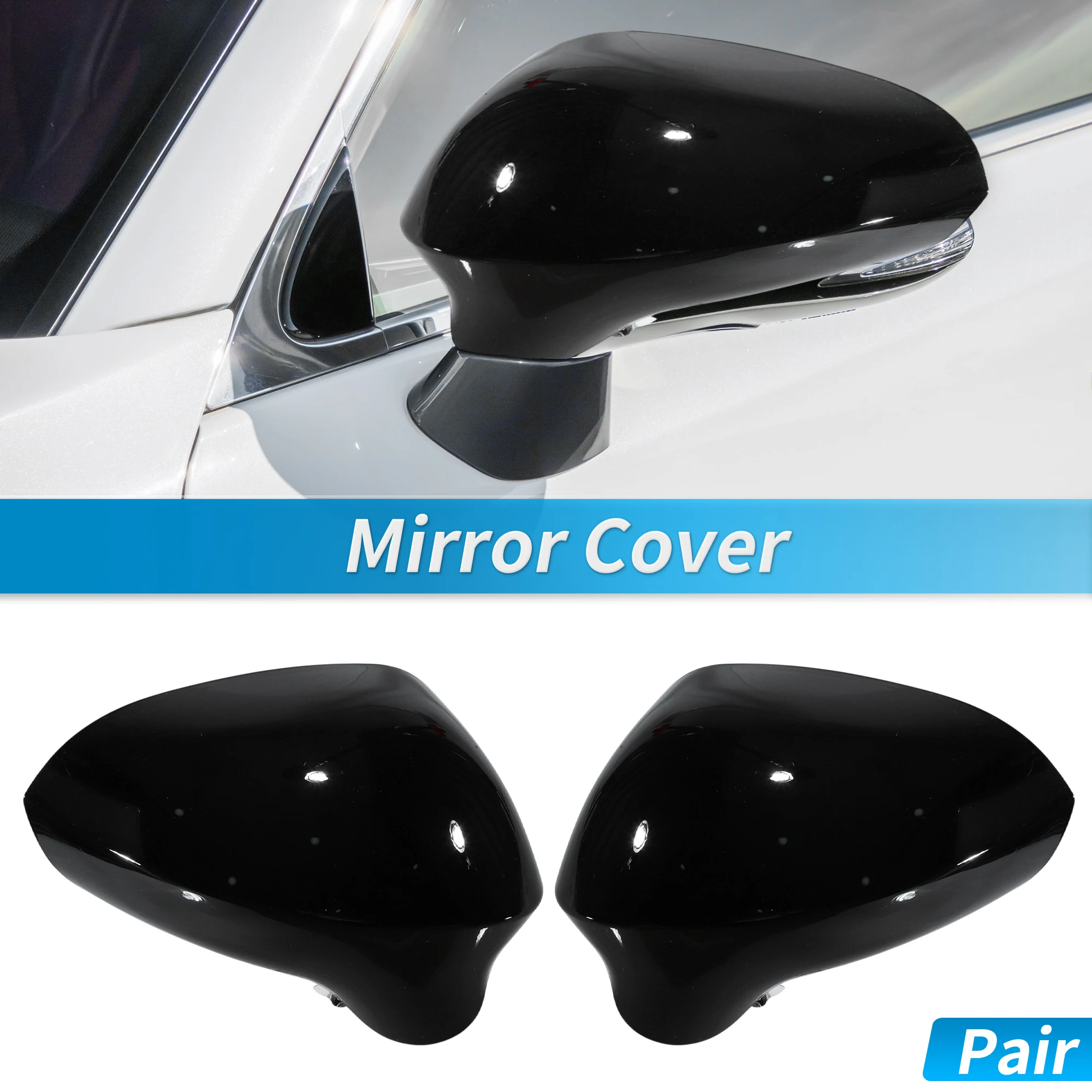 

UXCELL Gloss Black Wing Door Mirror Cover Cap Replacement for Seat Ibiza 6J 2008-2017