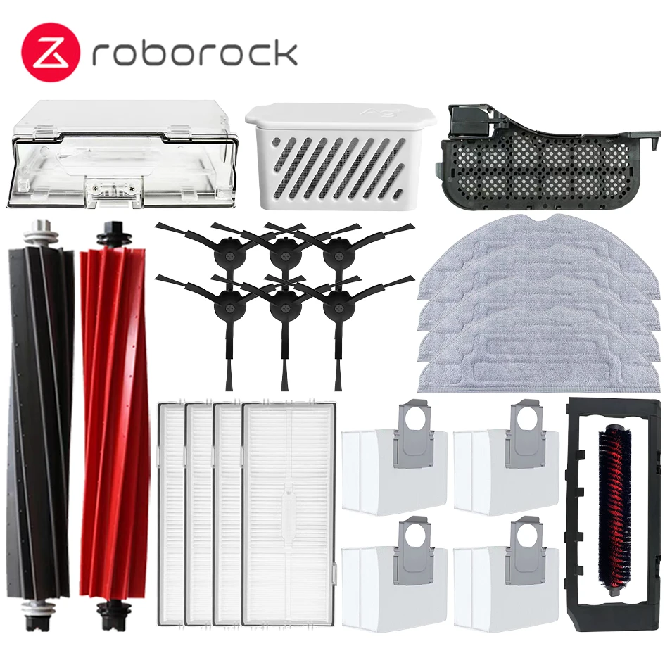 Roborock S8 S8โปร S8พิเศษ + หุ่นยนต์ดูดฝุ่นอะไหล่แปรงด้านข้างหลักผ้าซับตัวกรอง HEPA ถุงกรองฝุ่นอุปกรณ์เสริมถุง
