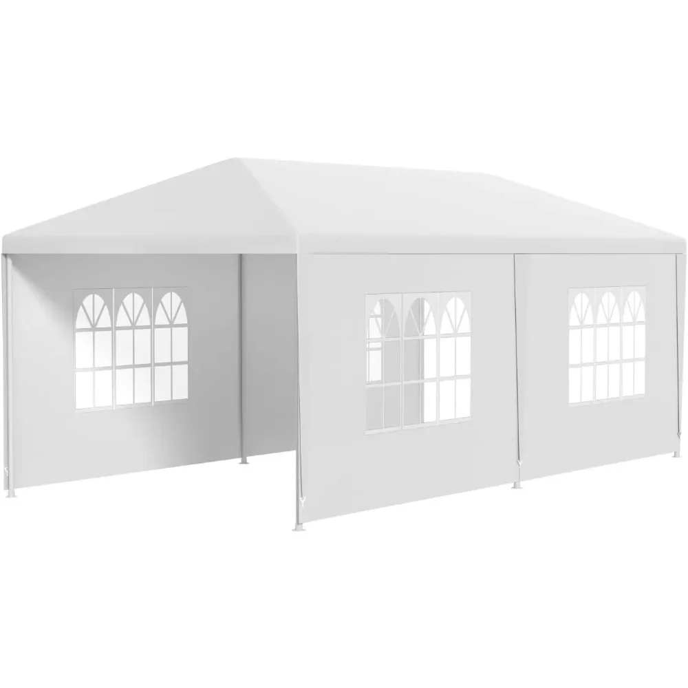 

10'x20' Outdoor Canopy Party Wedding Tent Garden Gazebo Pavilion Cater Events 4 Removable Sidewalls, White 230Lx115Wx100H