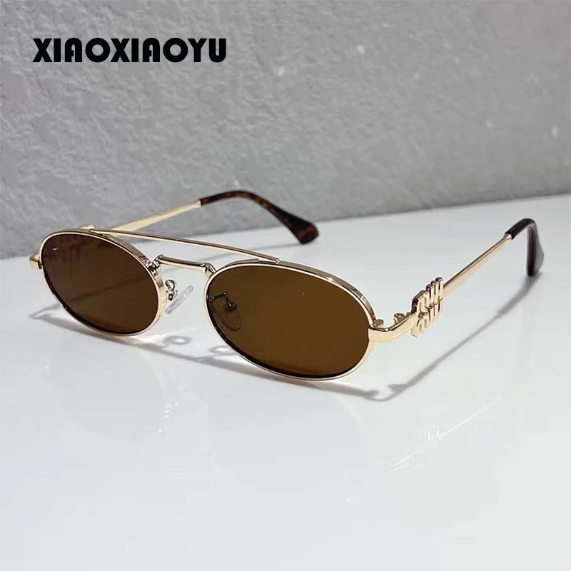 Trendy Retro Oval Sunglasses For Cool Guys And Hot Girls With Luxury Design Punk Gold Metal Frame Driving Fashion Sunglasses Uv