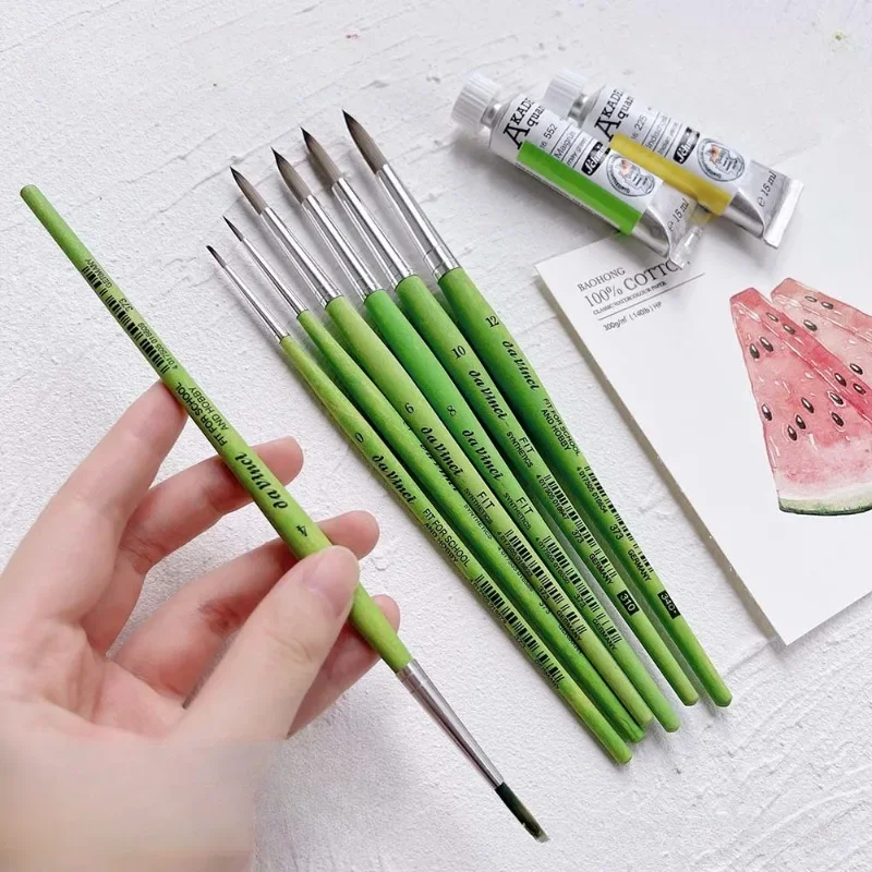 

Green Wood Pole Nylon Round Head Watercolor Brush Art Tools Students Outdoor Watercolor/gouache/acrylic Painting Coloring Pen