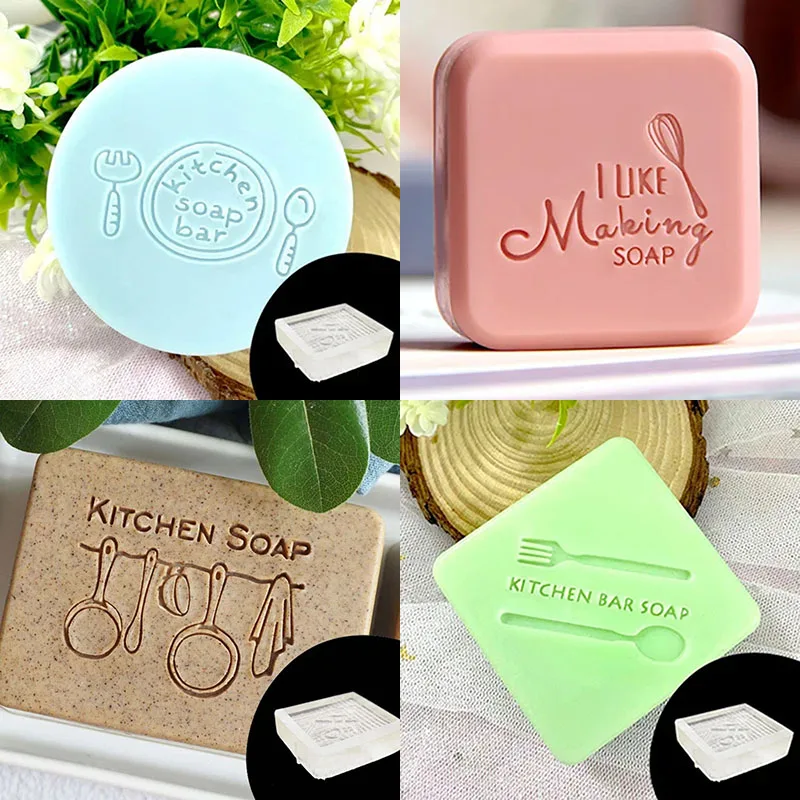 Transparent Acrylic Custom Soap Embossing Stamp, Chapter Imprint Seal, Handmade Soap Making Supplies Kits, Home Kitchen Series