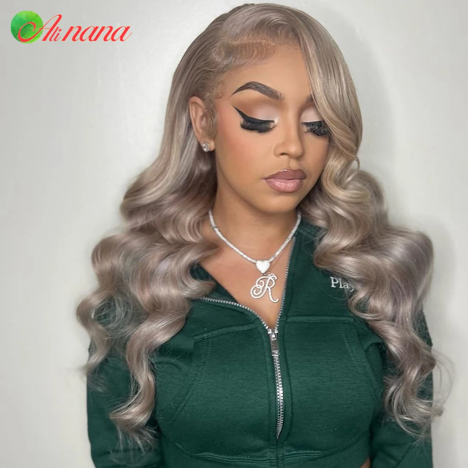 

Highlights Ash Blonde Colored 13X6 13X4 HD Lace Front Wigs Remy Body Wave Ombre Gray With Blonde 5X5 Lace Closure Human Hair Wig