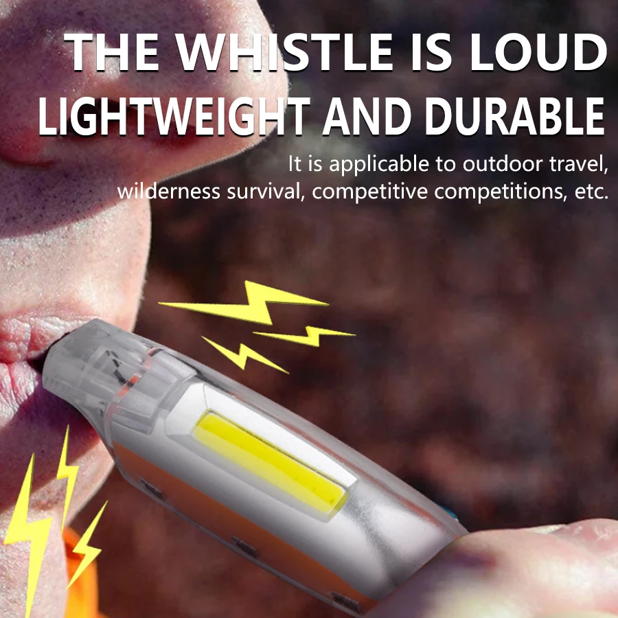 LED Outdoor Multifunctional Whistle Light Handheld Keychain Light 3-speed Adjustment Flashlight Camping Emergency Whistle