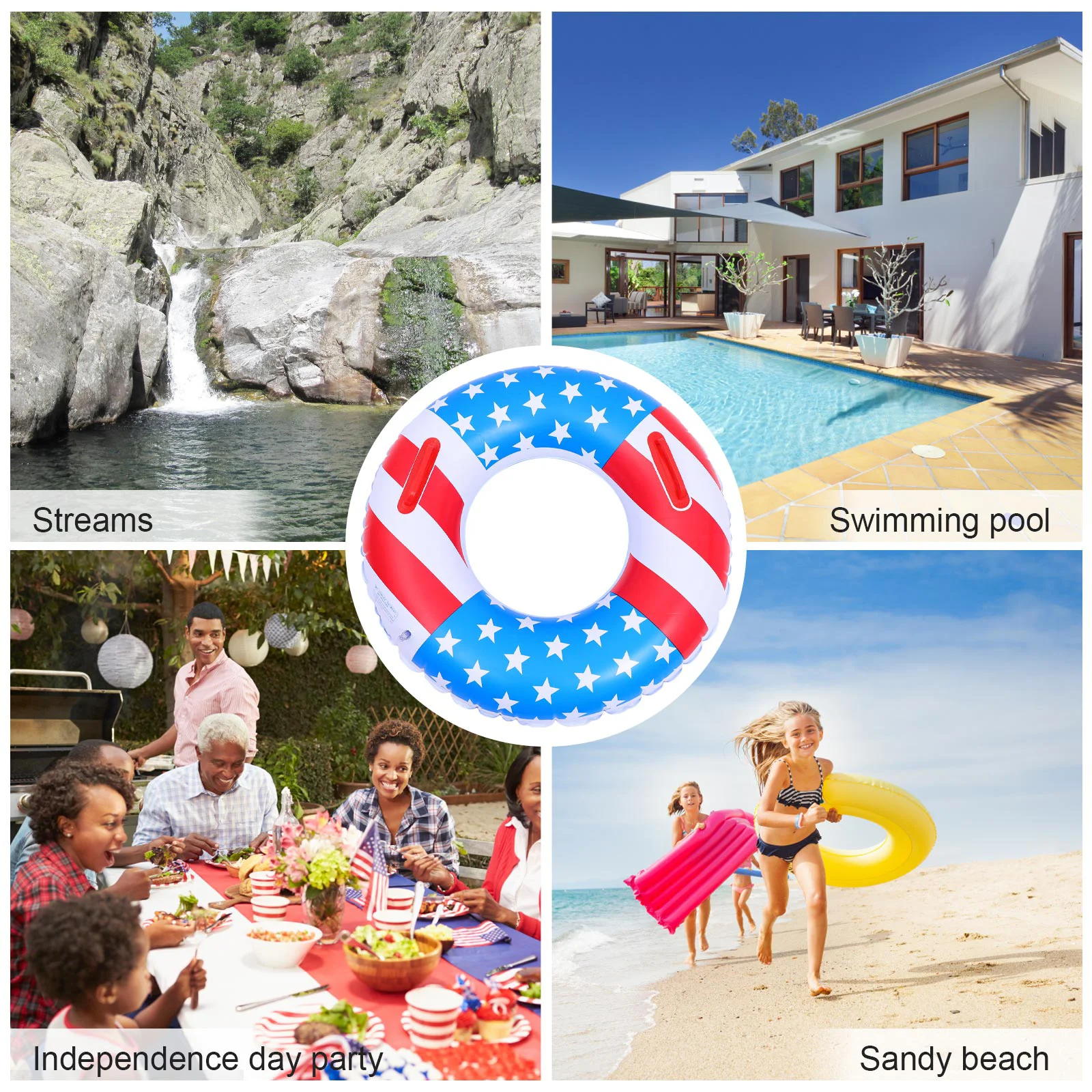 Inflatable Tube Flag Swimming Ring American Aquatic Recreation Accessories Pool