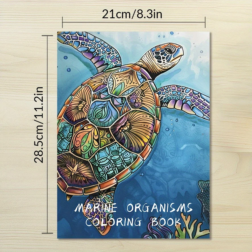 Sea Life Adult Coloring Book - 8.3x 11.2 Inch 32 Page Coloring Book - Helps Reduce Stress and Ease Emotions