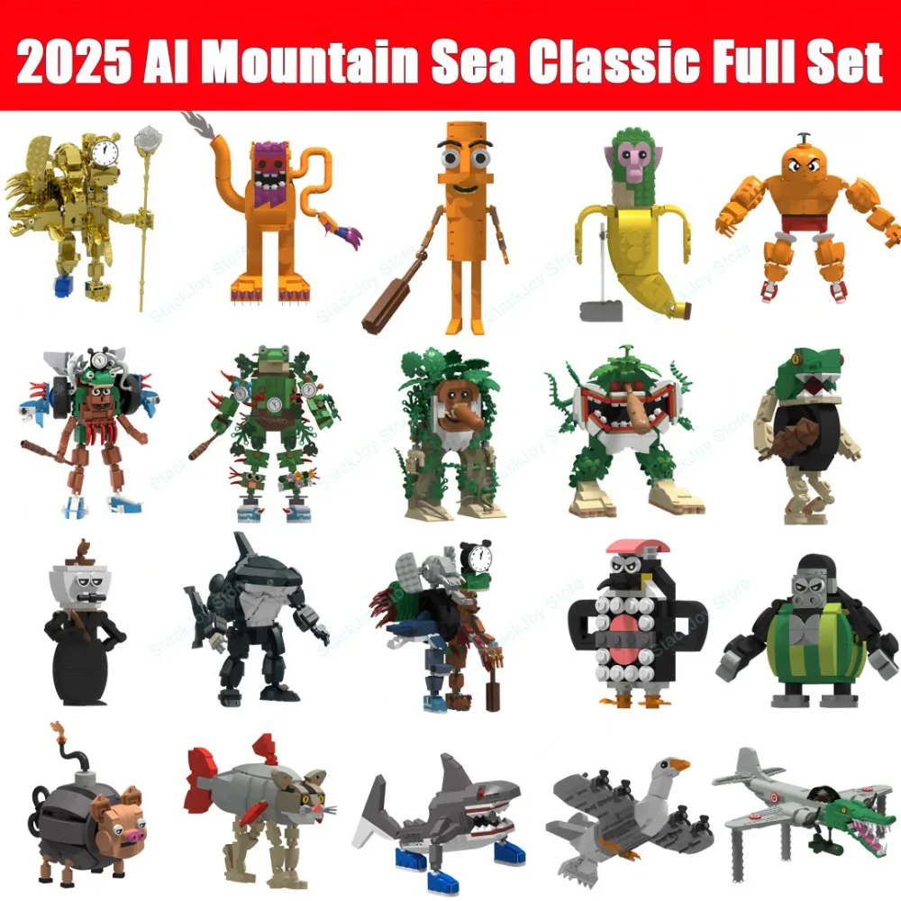 Tung Tung Tung Sahu Robot en bois Tralalero Tralala blocs de construction Bombardiro Crocodilo Al montagne mer classique ensemble complet italien