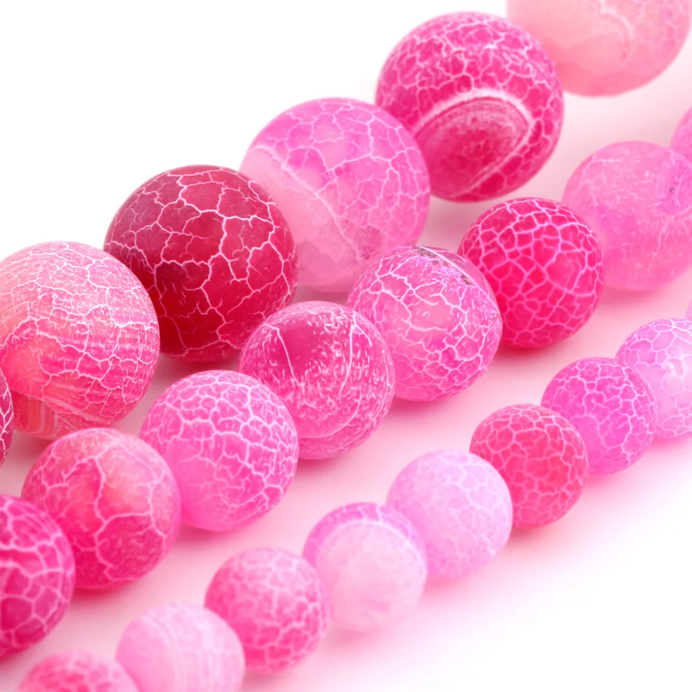 Olingart 6/8/10MM-25/15/10PCS Matte Frosted Dyeing White Stripe Natural Stone Loose Round Beads DIY Necklace Jewelry Making