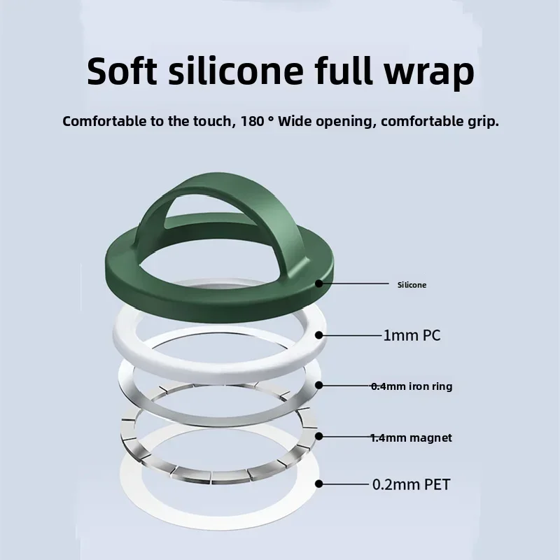 Универсальный магнитный держатель для телефона | Сильная адсорбция, бесплатное магнитное кольцо, жидкий силикон |   Подставка для iPhone/Android всех телефонов