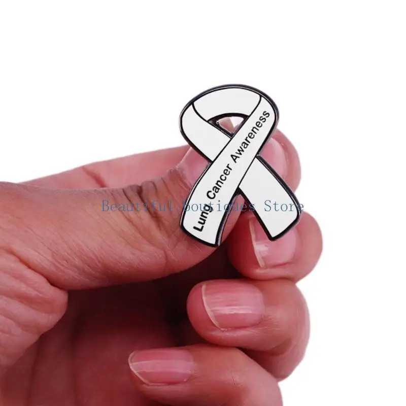 U4LF Ribbon Lapel Enamel Lung Cancers Prevention Awareness Brooch Pin Clothing Backpack Badge Women Men Jewelry Accessories