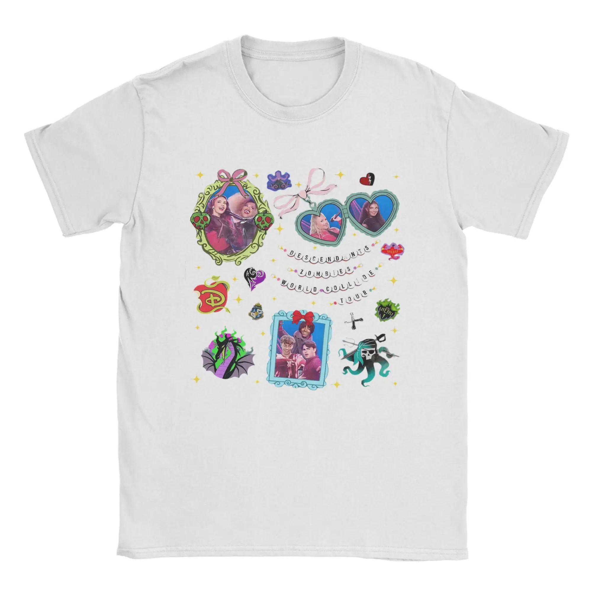 

Bows Descendants Zombies Worlds Collide Tour Dawn of the Vampires T-Shirt For Men Women Cotton Clothing Harajuku Short Sleeve