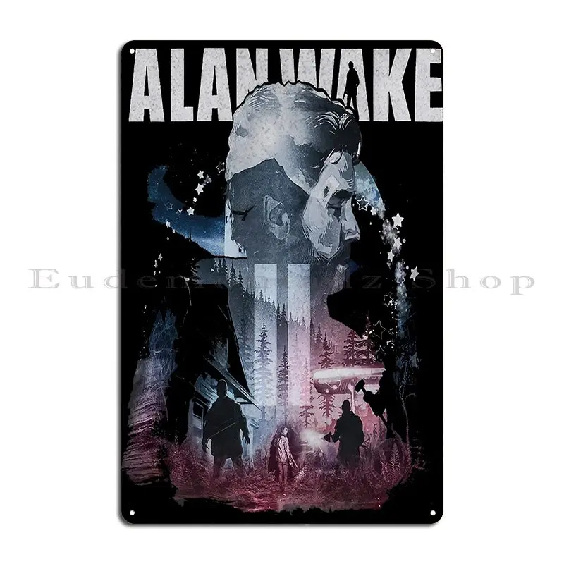 Alan Wake Lotrewasa Metal Plaque Poster Create Create Wall Cave Printed Designing Tin Sign Poster