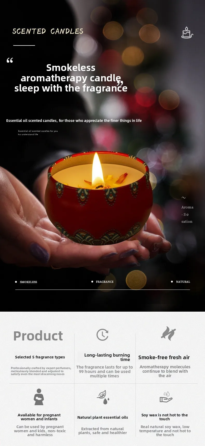 Dried Flower Smokeless Scented Candle, Long Lasting Light Fragrance for Bedroom, Gift & Souvenir Box Aroma Candle
