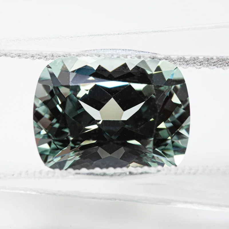 Lab Grown Sapphire green Color Rectangular Cushion Shape VVS1 Gemstone Charms DIY for Jewel Making Selectable AGL Certificate