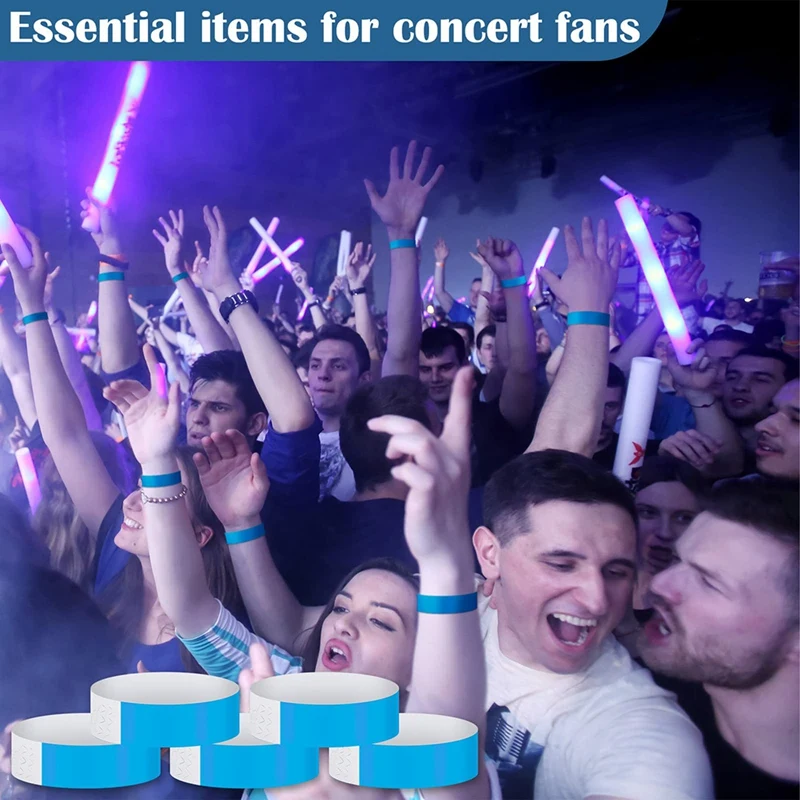 600Pcs Waterproof Hand Bands Wrist Bands Neon Wristband For Events Concert Adhesive For Party Blue