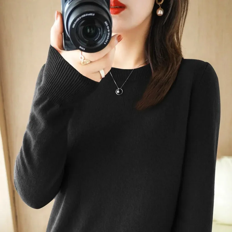 2023 New Autumn Winter Sweater Women O-neck Long Sleeve Knitwears Warm Pullovers Jumper Fashion Sweaters Bottoming Shirts