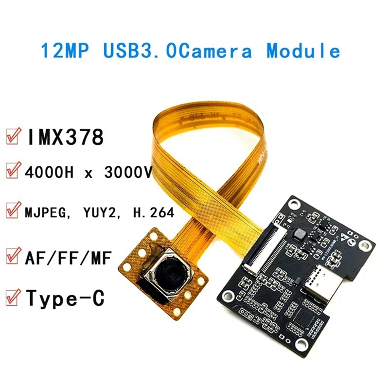 Hot Sale-4000H X 3000V 4K 12MP HD IMX378 USB3.0 Type-C Camera Module Auto Focus UVC Free Drive MJPEG YUY2, H.264 Face Recognitio