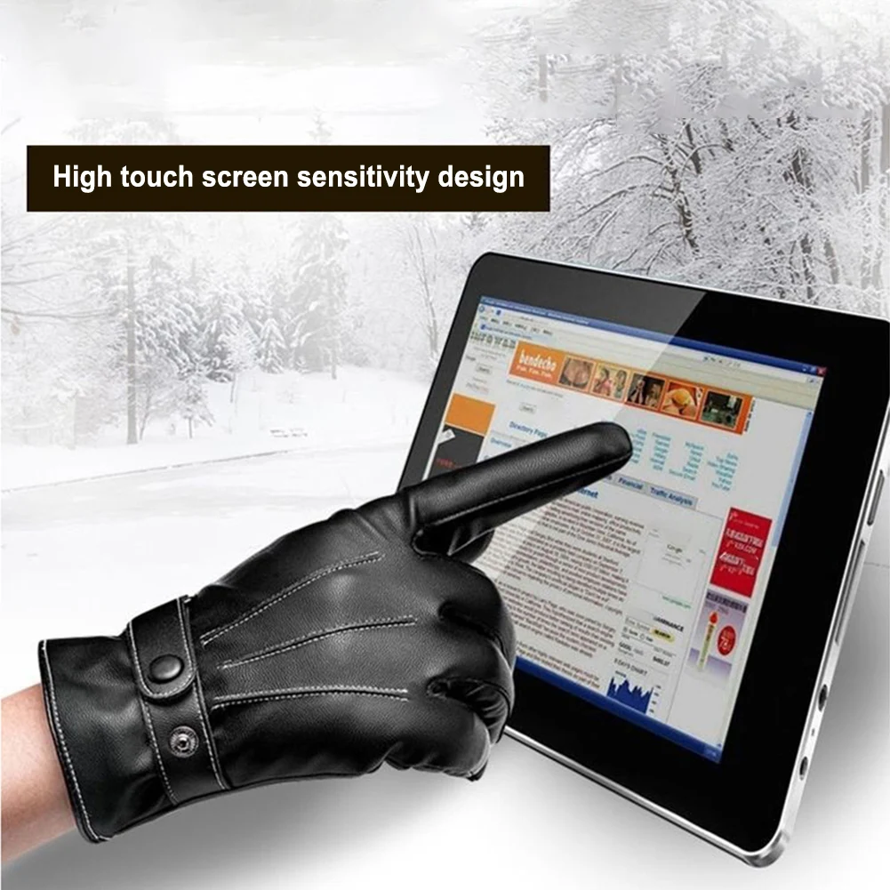 Guanti touch screen da uomo Guanti da equitazione con protezione in pelle PU Chiusura con bottone regolabile per campeggio Arrampicata Escursionismo Sport all'aria aperta
