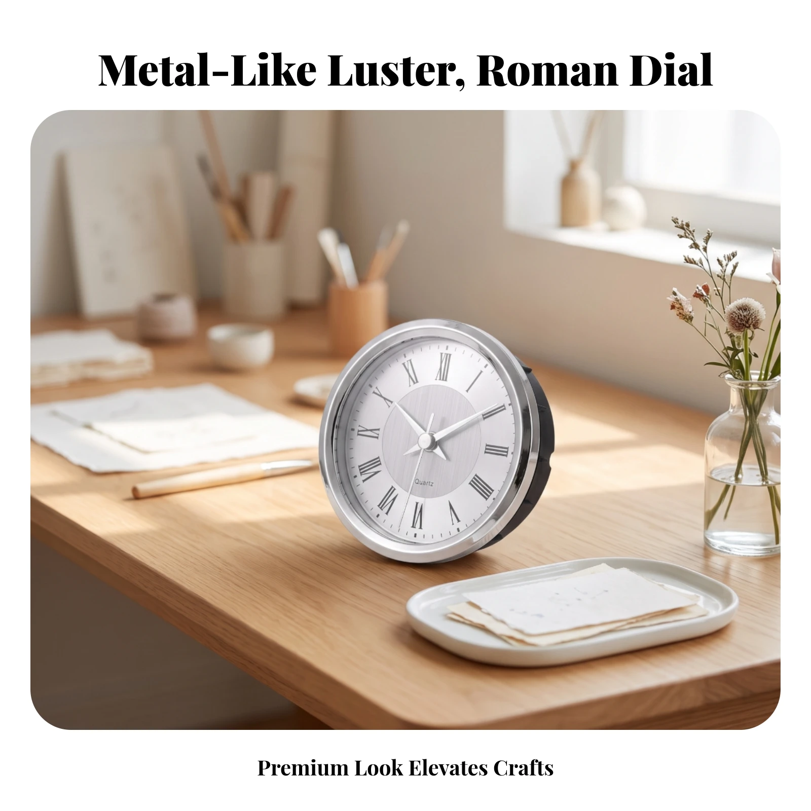 Roman Numeral Clock Insert 90mm Quartz Clock Insert Replacement Accurate for Crafters, DIY Crafts