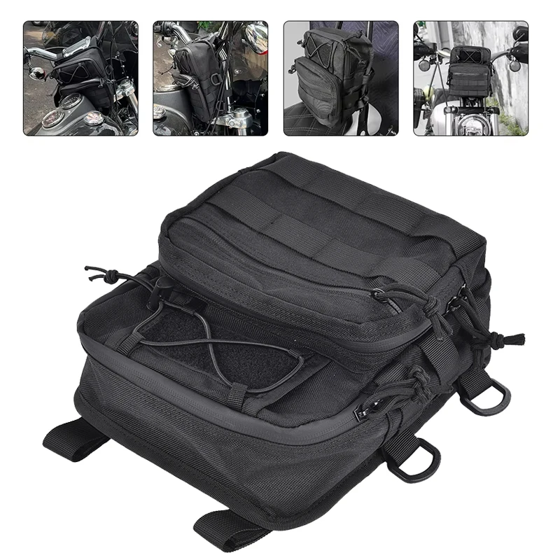Motorcycle Sissy Bar T-Bar Handlebar Bag For Harley Softail Dyna Sportster FXBB Custom Front Handle Bars Bags Tool Bag Travel