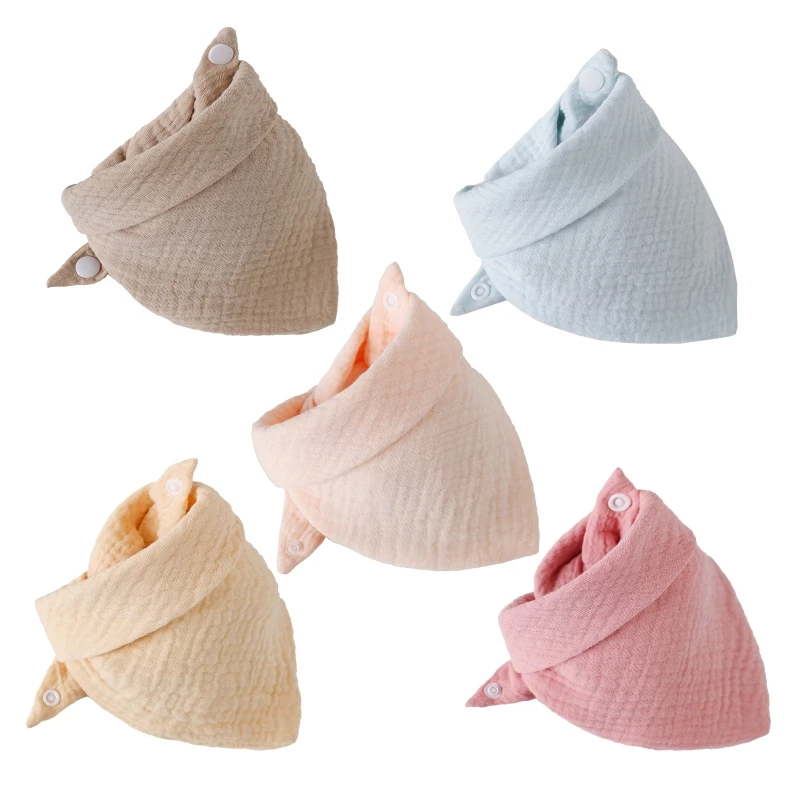 5Pcs Baby Feeding Drool Bibs Saliva Towel for TRIANGLE Scarf Bandana Soft Cotton Bib Adjustable  Button Burp Cloth for Boys