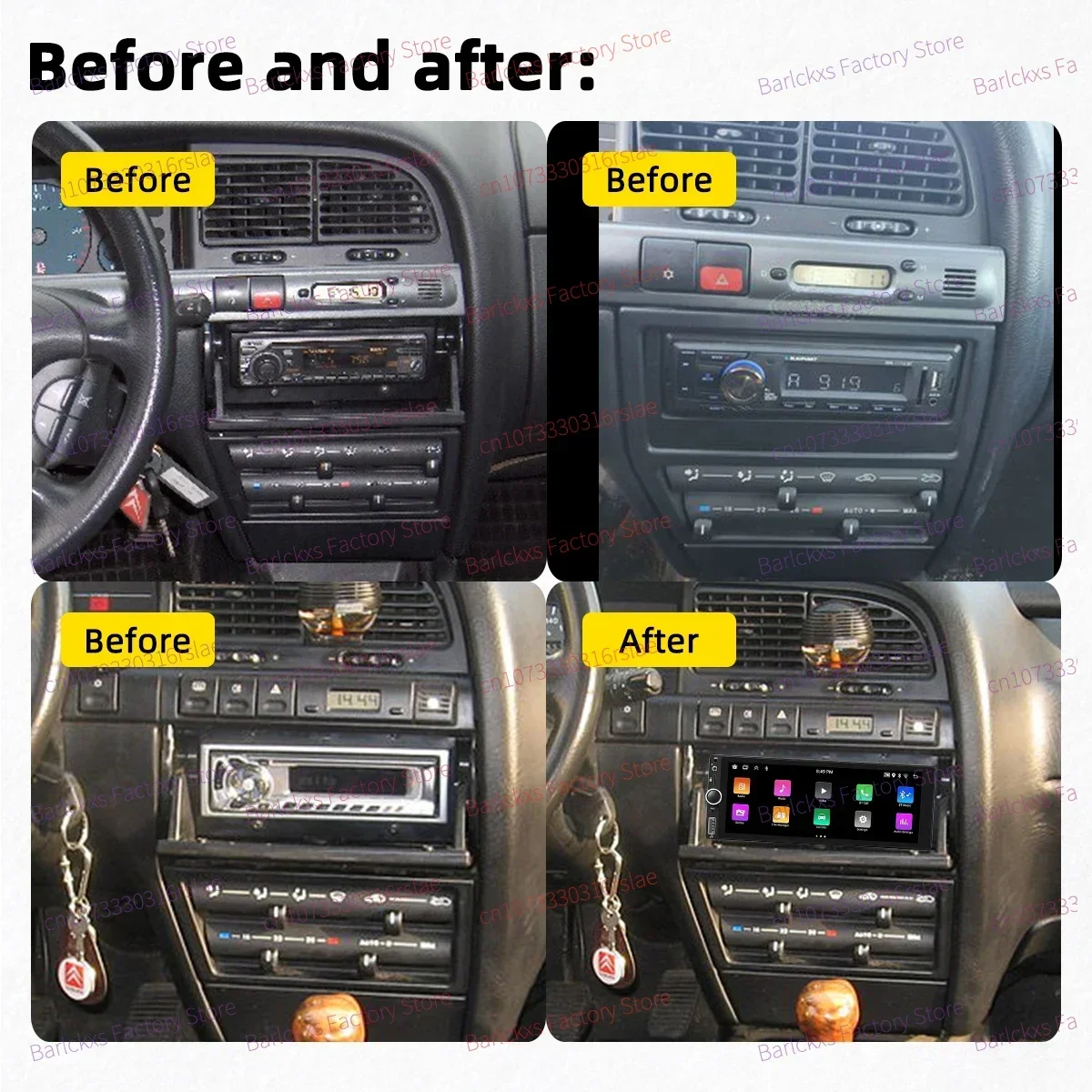 1 Din Carplay Android Auto Radio Android Car Multimedia for Citroen Xantia 1993-2003 6.86