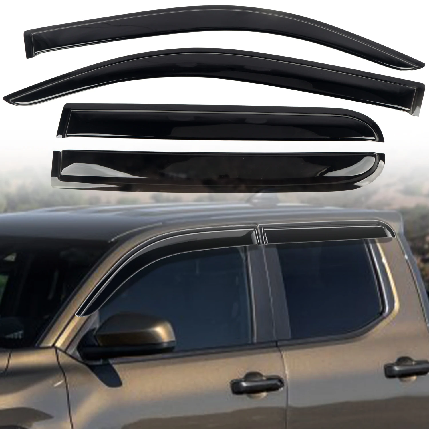 

For Toyota Tacoma 2024 2025 Exterior Window Visor Vent Shades Sun Rain Guard Trim PC Black Car Accessories (Only Fit SR version)