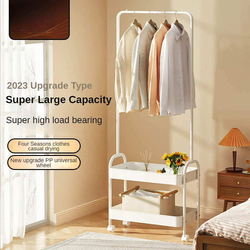 

Clothes Hanger Folding Drying Rack Floor Balcony Hanger Bedroom Simple Single Hallstand Clothes Rack With Universal Wheel Home