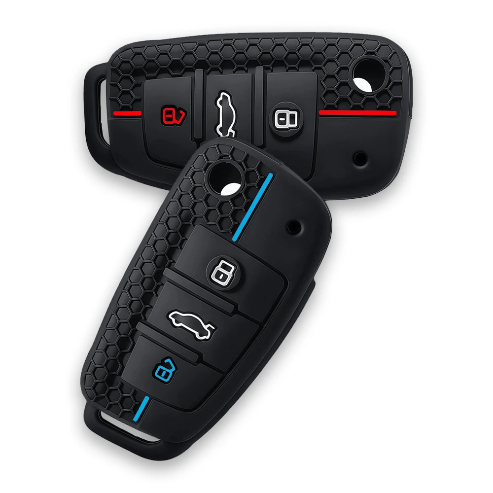 

New Silicone Key Case Cover Shell for Audi A4 B7 A6 C6 4f 8v A3 8p A1 A3 Remote Key Holder Jacket Accessories Fob Accessories