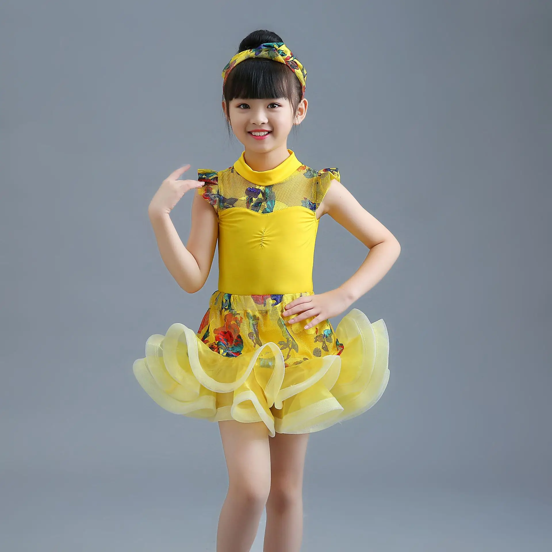 تنورة رقص لاتينية جديدة للأطفال فستان أداء المنافسة اللاتينية للأطفال، فستان أداء لاتيني للفتيات، لاتيني D للفتيات