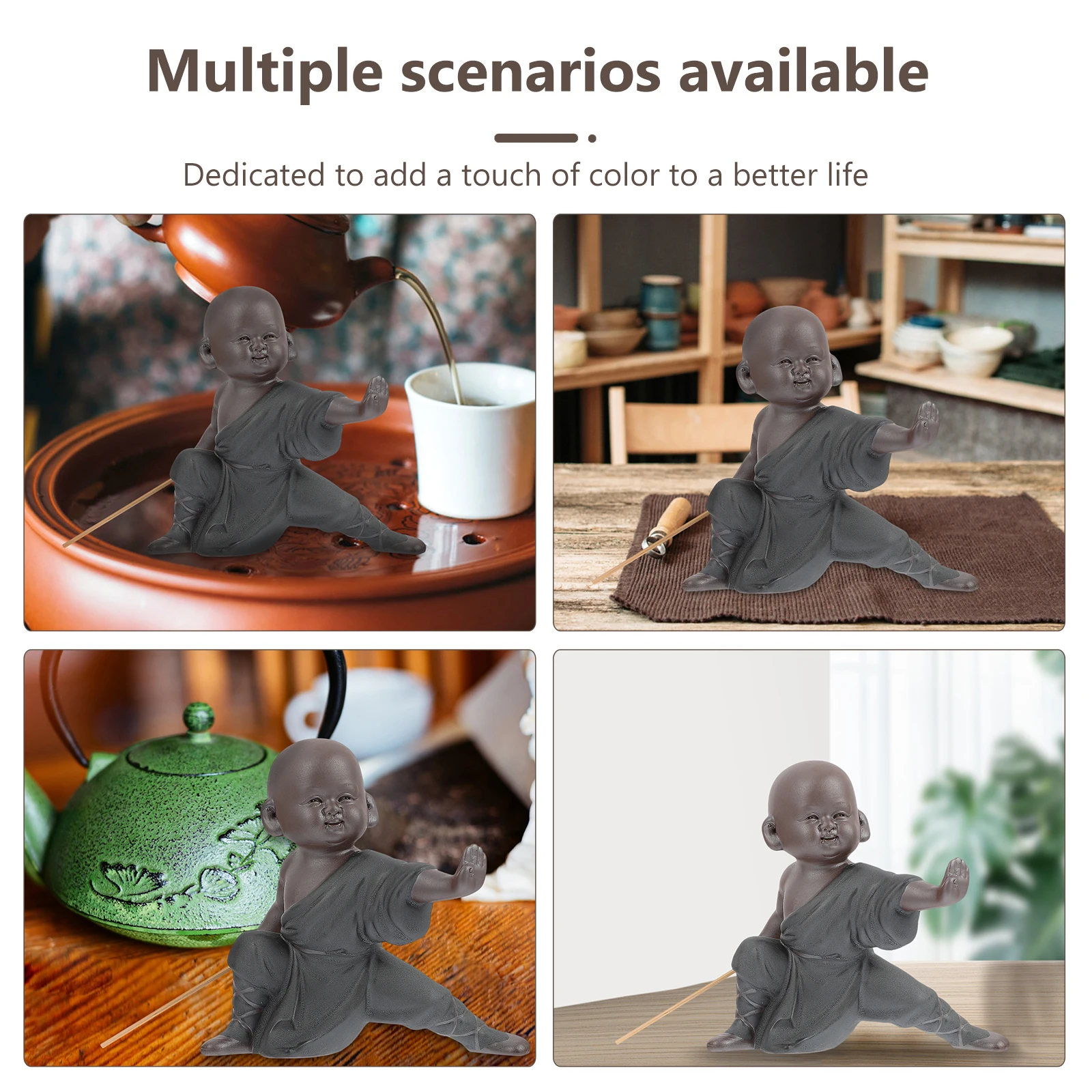 

1Pcs Purple Sand Monk Ornament Ceramic Tea Pet Young Monk Handicraft Home Office Desktop Decoration Pet