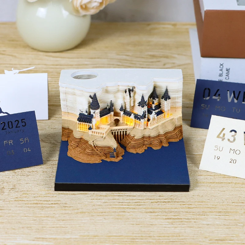 

Omoshiroi Blocks 3D Calendar Notepad Magic Castle 3D Memo Pad Calendar 2026 Artistic Notepad 3D Note Paper Cubes Birthday Gift