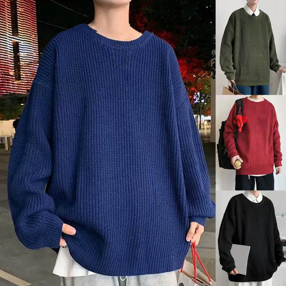 Fashion Student Sweater  Solid Color Soft Sweater  Casual Winter Sweater