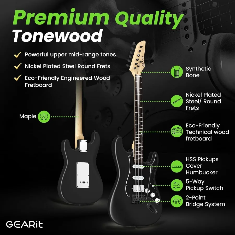 39 بوصة كامل الحجم كانيون سلسلة طقم جيتار كهربائي حزمة ث مكبر للصوت HSS لاقط مع لفائف سبليت كاتب عدة مع موالف Gig Ba #2