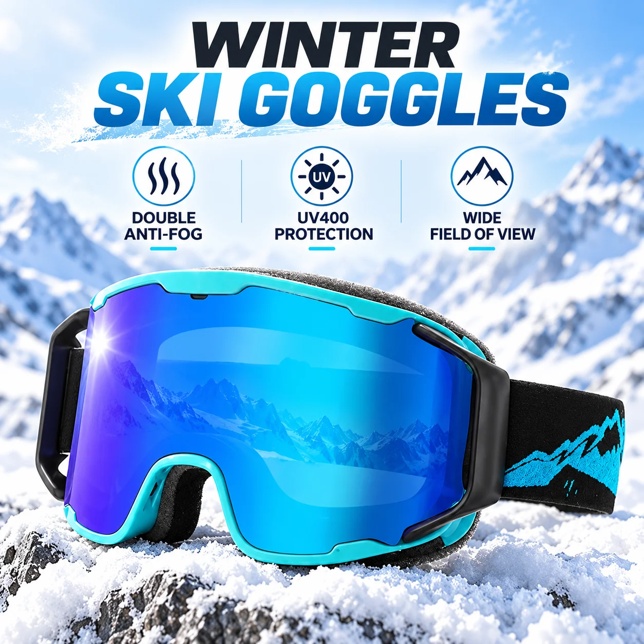 Karos Ski Goggles Double Layer Anti Fog UV400 Protection Snow Eyewear Lightweight Ski Snowboard Glasses for Winter Outdoor Sport