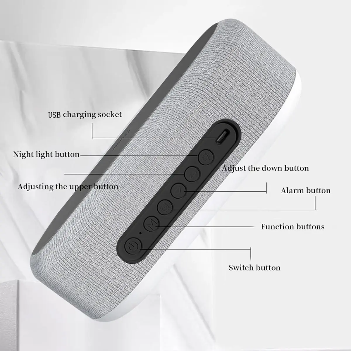A46U 4-in-Alarm Clock with Wireless Charging, 15W Fast Charger Station, Temperature Display, Night Light, Brightness Dimmer