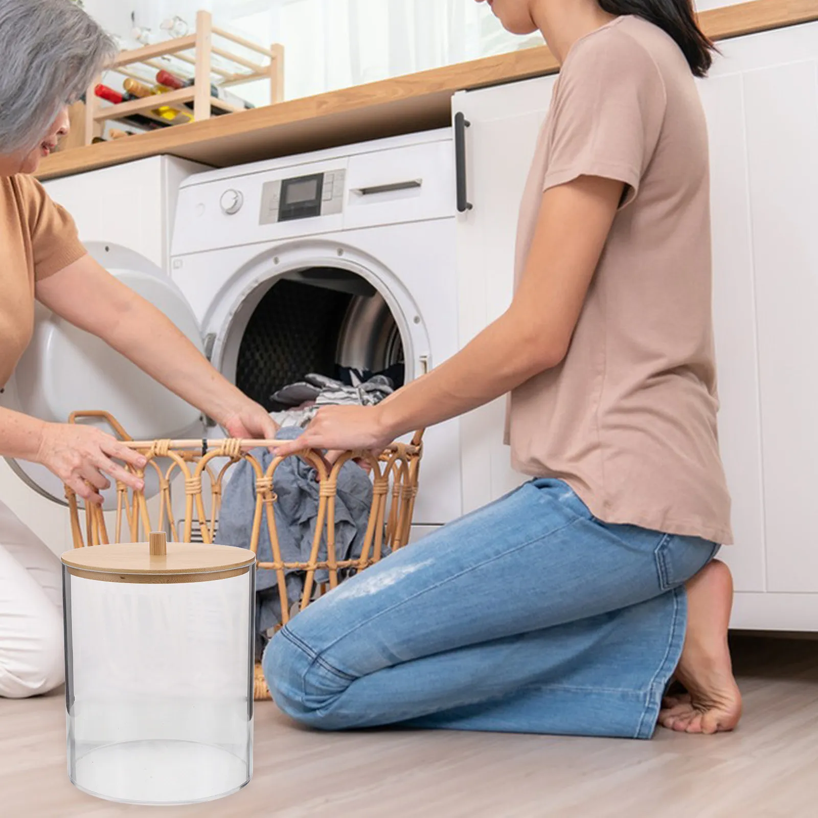 

27 Labels Clear Acrylic Dryer Sheet Holder Laundry Detergent Container Fabric Softener Organizer Tissue Box Dispenser Laundry