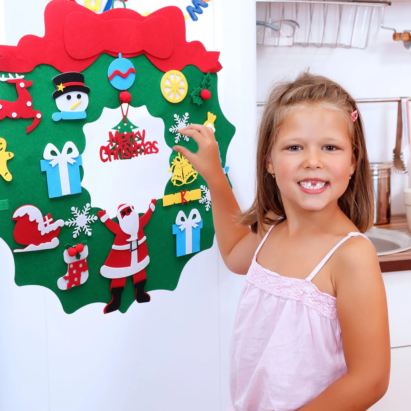 

1pc Felt Christmas Tree Hanging Decor Diy Craft Ornament For Kids Handmade Holiday Party Decoration Room Wall Window Fireplace