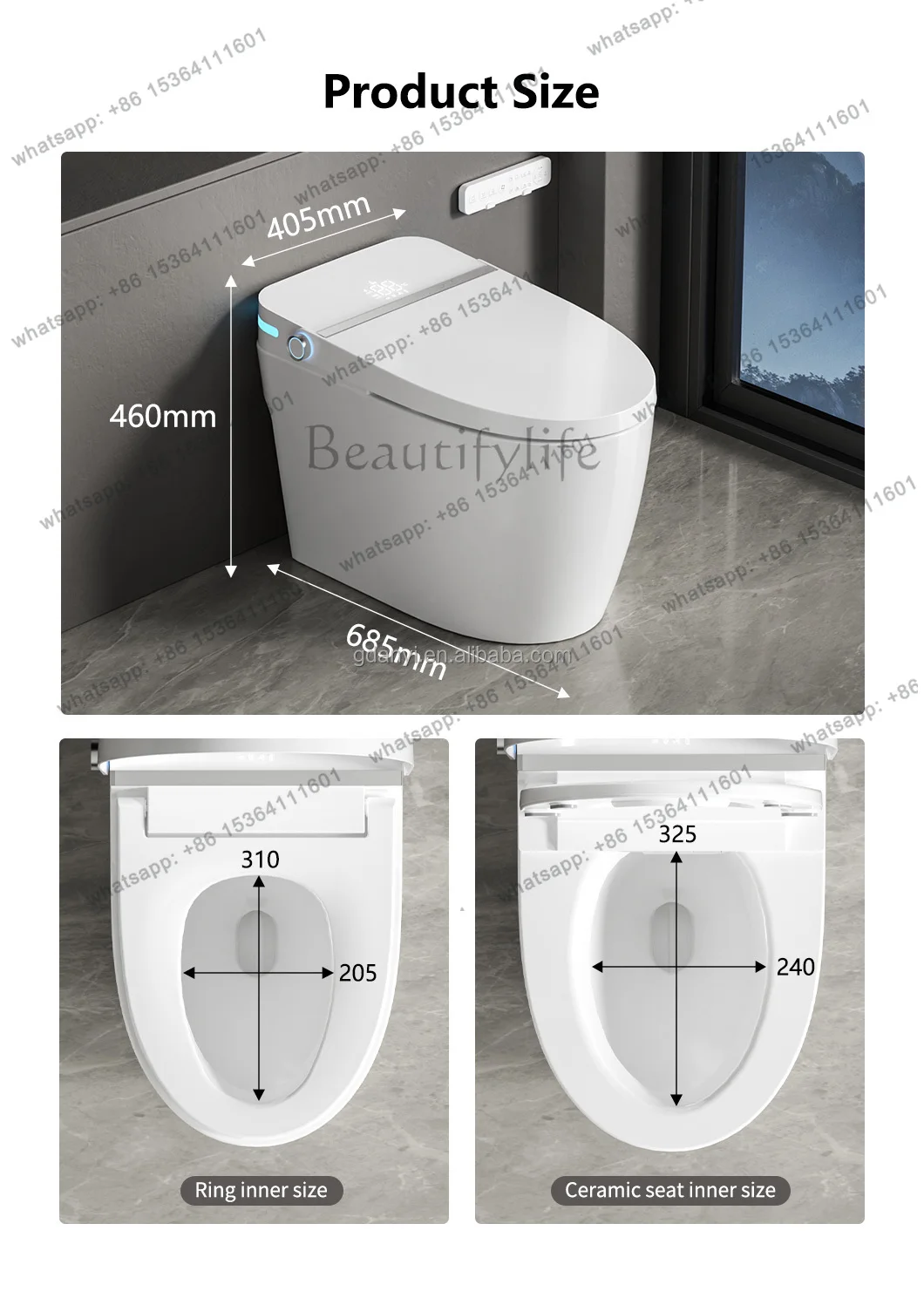 Modern Smart Toilet Bowl Auto Flush Touchless WC Set with Remote Control Intelligent Closestool for Bathroom