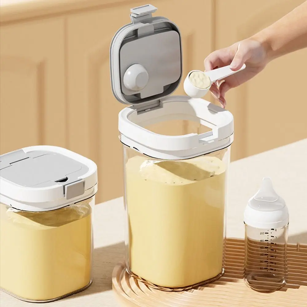 Barattolo per latte in polvere resistente ai raggi UV, contenitore sigillato per alimenti riutilizzabile, per uso alimentare, con cucchiaio raschiatore, contenitore ermetico impilabile per bambini