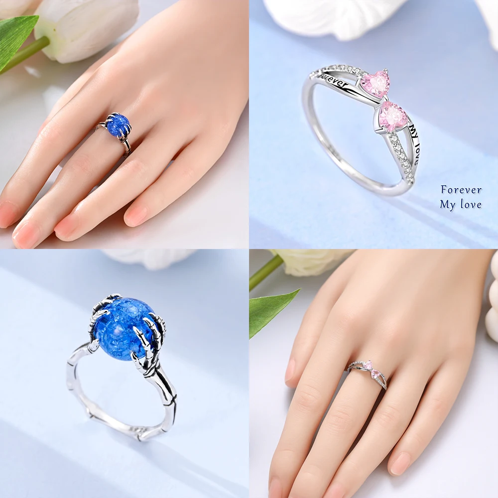 925 Sterling Silver Dog Paw Print Star Women Rings Fit Pattern Rings For Women Girls Jewelry Birthday Anniversary