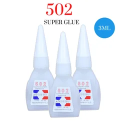 Cola Super Forte Instantânea, Líquido DIY, Jóias, Brinquedo, Sapatos, Secagem Rápida, Transparente, 3ml, 6 Garrafas, 9 Garrafas, 502, 3ml