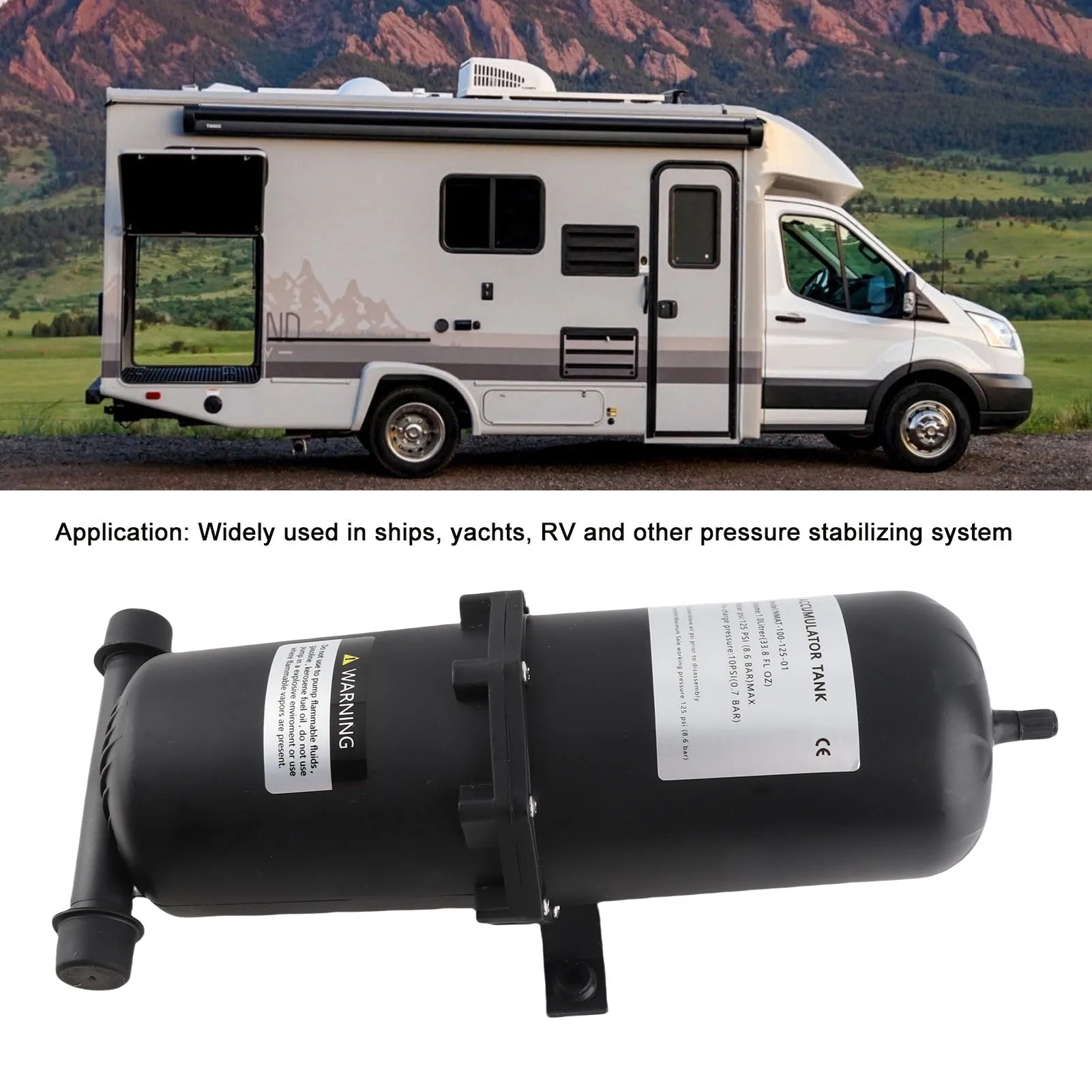 

RV Water Pressure Pump Smooth Water Accumulator Strong Sealing Constant Pressure 1L Strong Cushioning for Boat