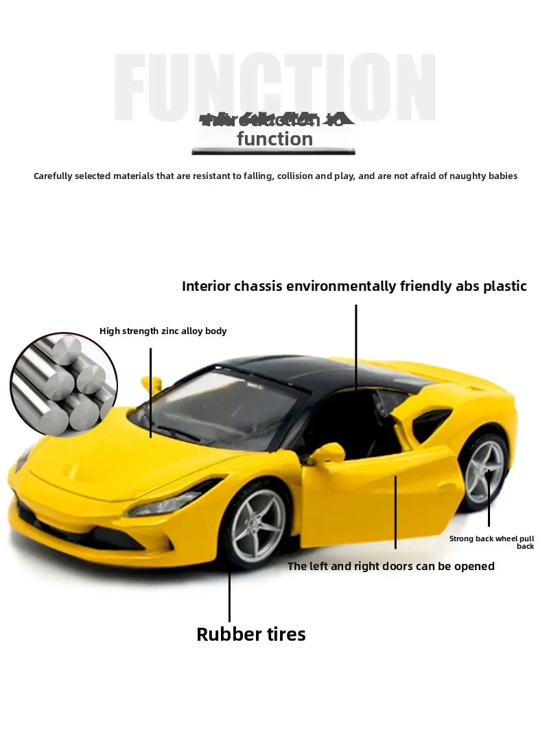 1:36 어린이 장난감 스포츠카 시뮬레이션 합금 자동차 모델 풀백 도어 케이크 장식품